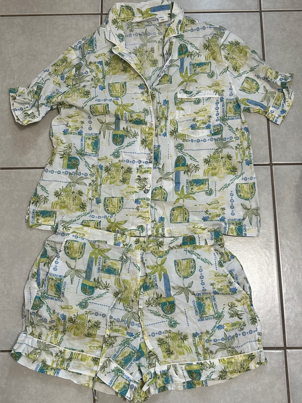 Calypso St. Barth Carpe Diem tropical print pajama set